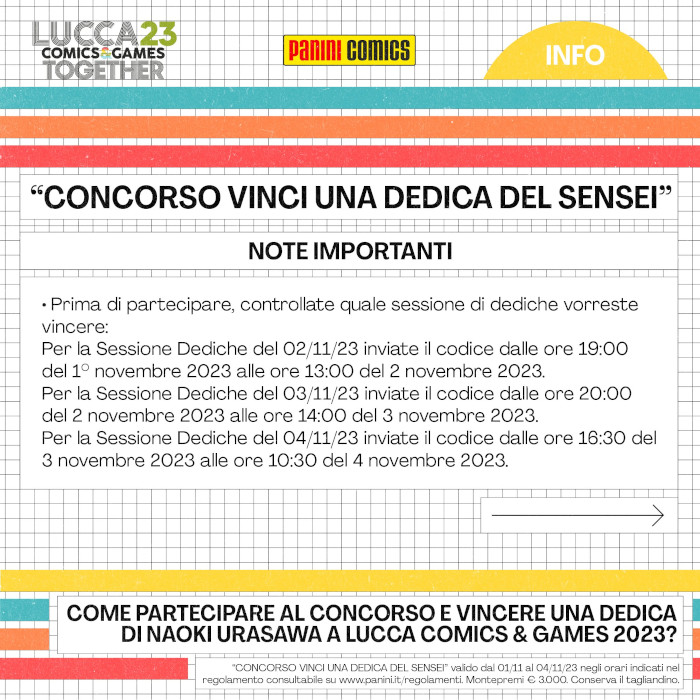 Lucca Comics 2023: regolamento per la dedica di Naoki Urasawa Lucca Comics 2023: regolamento per la dedica di Naoki Urasawa